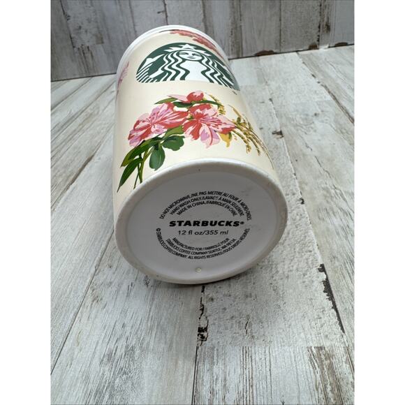 Starbucks Ban.dō+ Coffee Mug Tumbler Flowers 12 fl oz Ceramic Traveler 2018 Lid - Picture 7 of 10